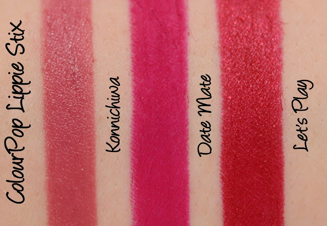 ColourPop X Hello Kitty - Konnichiwa, Date Mate and Let's Play Lippie Stix Swatches & Review