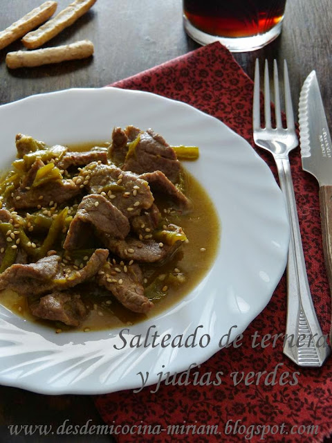 salteado de ternera y judias verdes en thermomix