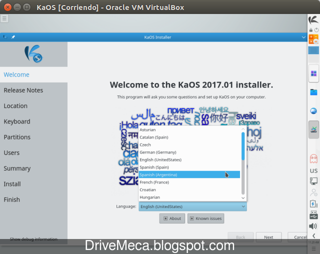 Drivemeca instalando KaOS Linux paso a paso