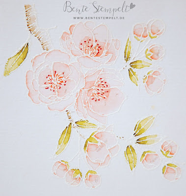 Stampin Up Geburtstagsblumen Aqua Painter Watercolor Blüte Blüten Frühling rosa Blumen