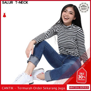 MNF004A169 Atasan Turtleneck Wanita Salur Atasan Blouse Baju 2019 BMGShop