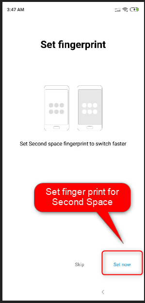 set fingerprint second space mi phone