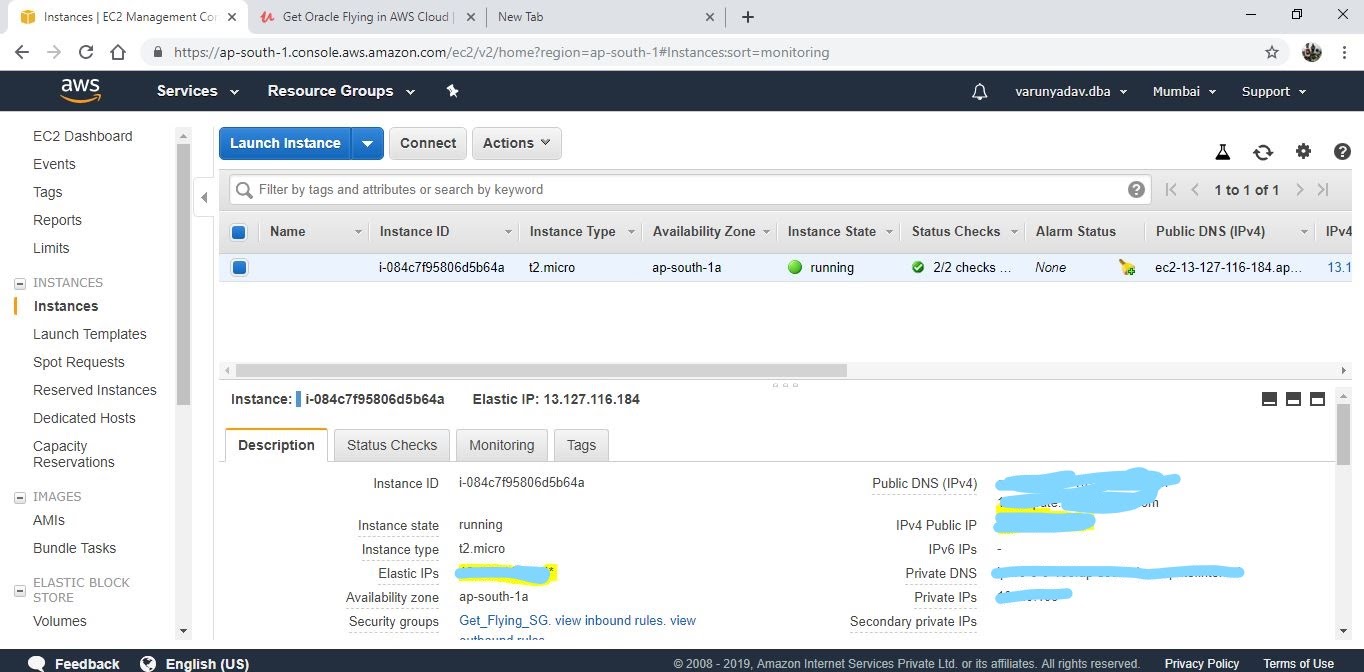 Oracle Database Commands and Practical Examples AWS Elastic IP