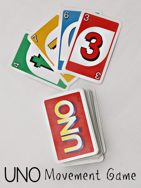 How to turn UNO into an indoor recess gross motor movement game for kids!
