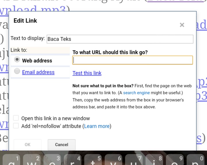 CARA MUDAH MEMBUAT LINK PADA ARTIKEL BLOG BAGI PEMULA BLOGGER