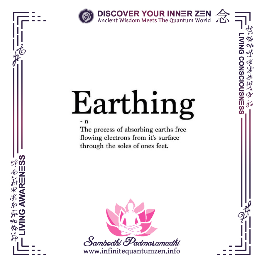 Earthing, the process of absorbing earths free flowing electrons from its surface through the soles of ones feet - Infinite Quantum Zen, Success Life Quotes