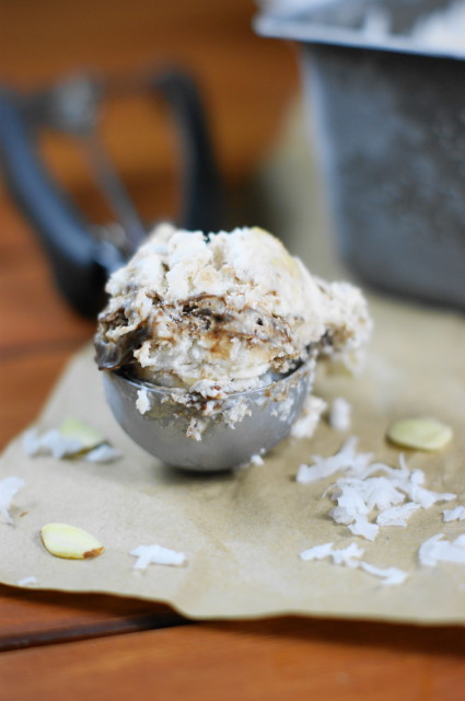 Coconut-Almond Fudge Ripple Ice Cream {No Machine Needed}