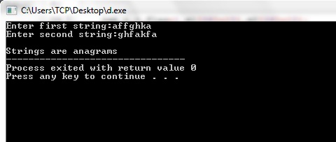 C Program to Check two Strings are Anagrams or not, Anagram Program in C