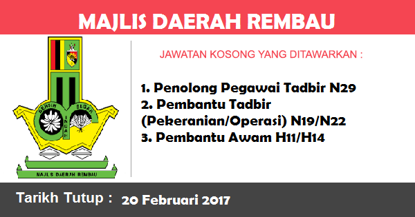 Jawatan Kosong di Majlis Daerah Rembau Jawatan Kosong di Majlis Daerah Rembau