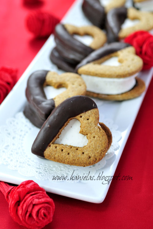 Heart Shaped Valentine's Day S'mores Recipe - via BirdsParty.com