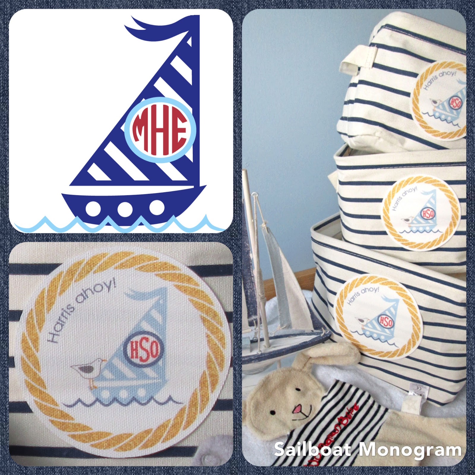 Silhouette UK Sailboat monogram nursery storage basket using inkjet