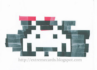 woven space invader Christmas card