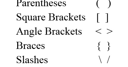 Jo Michaels Blog: Parentheses, Brackets, Braces, and Slashes