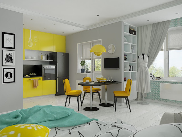 Blog Achados de Decoração. Pequeno apartamento detalhes lindos, turquesa e amarelo Blog Achados de Decoração. Pequeno apartamento detalhes lindos, turquesa e amarelo