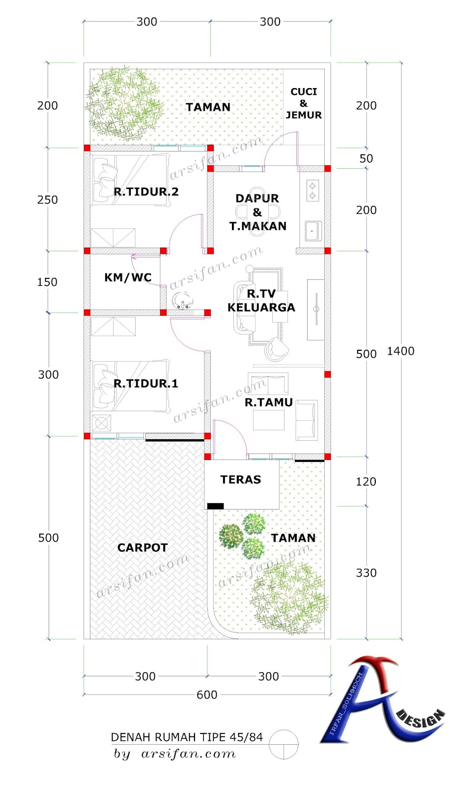 Kumpulan Denah Rumah 1 Lantai | Arsifan Project Bangun Renovasi dan