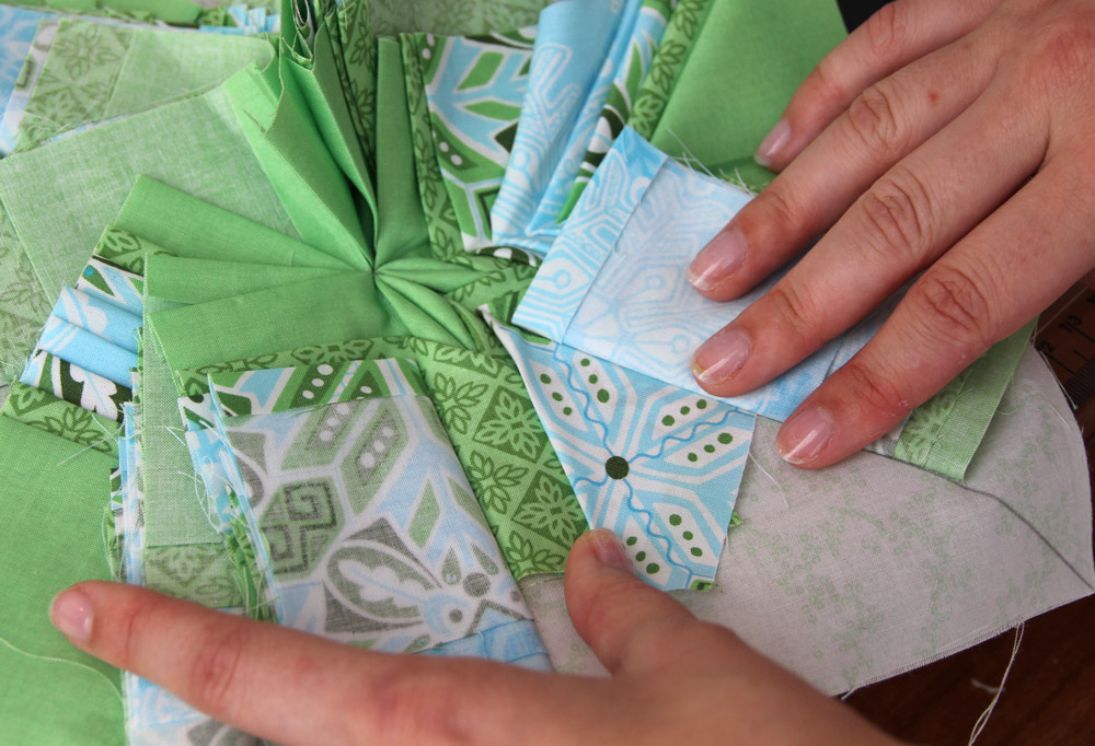 Fancy Folded Star Pot Holder. Patchwork