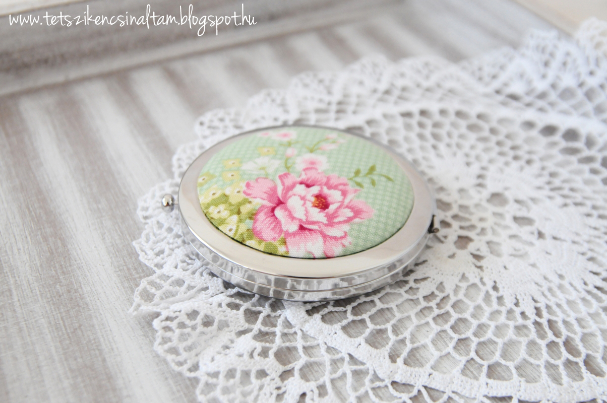 Kompakt tükör díszítés textillel *** Fabric covered compact mirror DIY