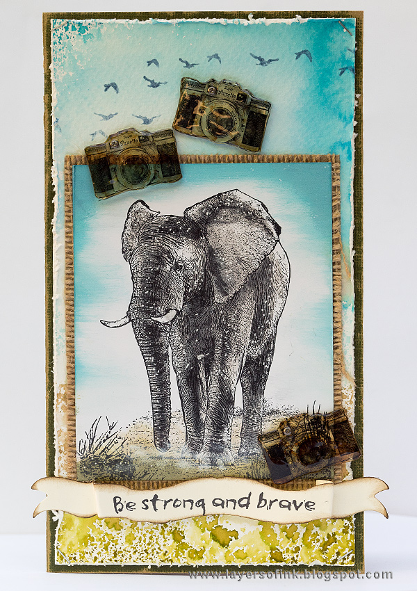 Layers of ink - Elephant Card Tutorial by Anna-Karin with stamps by Darkroom Door