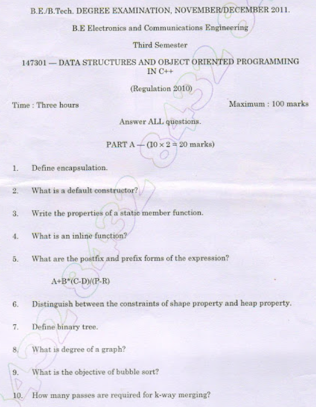 147301 Data Structures and Object Oriented Programming in C++ Nov Dec ...