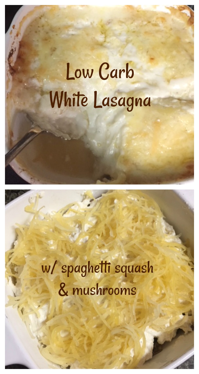 Low Carb “White Lasagna” Baked Spaghetti Squash with Mushrooms