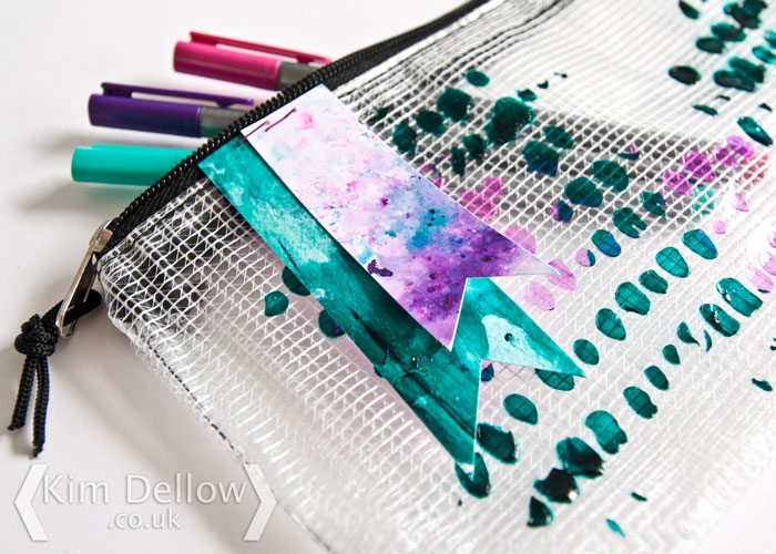 Kim Dellow: Close up of a gel and Color Burst decoration on a bag