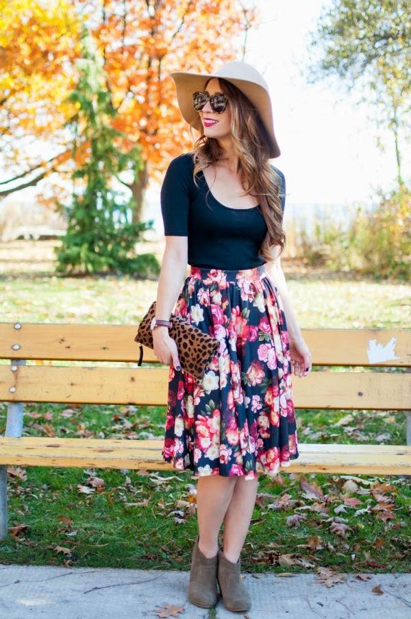OOTD - Fall Floral Skirt Plus Exciting News! | La Petite Noob | A ...