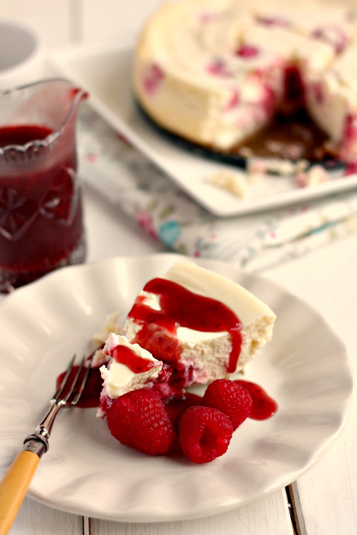Jam and Clotted Cream Baked Raspberry Cheesecake