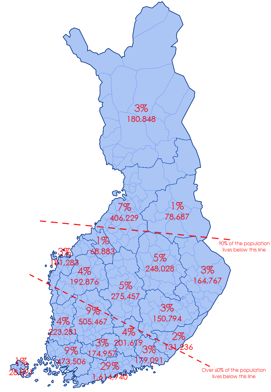 Where Finnish people live Vivid Maps