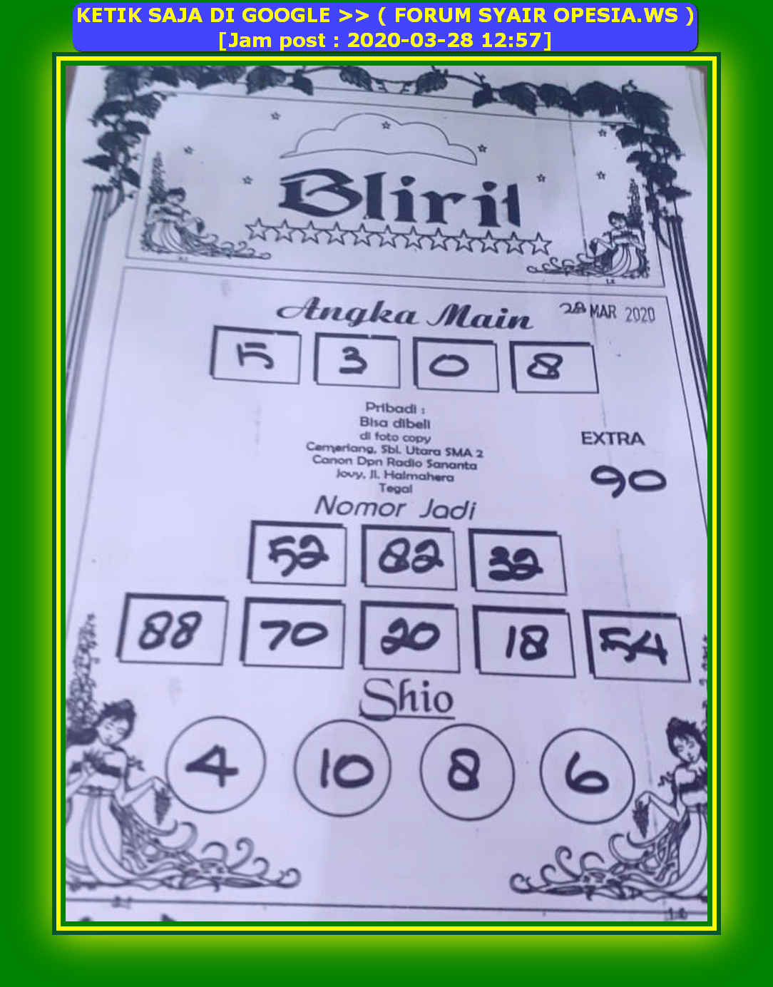 1 New Message Kode Syair Hongkong 28 Maret 2020 Forum Syair Togel Hongkong Singapura Sydney