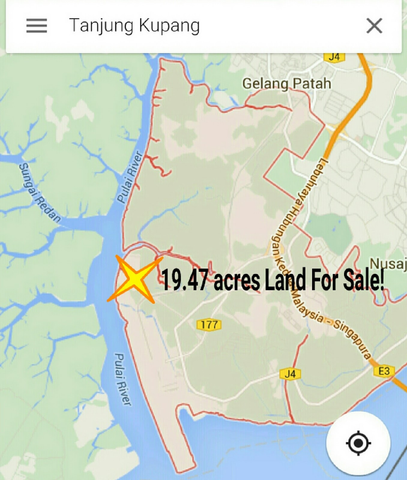 HARTANAH MALAYSIA LAND FOR SALE ! TANJUNG KUPANG JOHOR (19.47 ACRES)