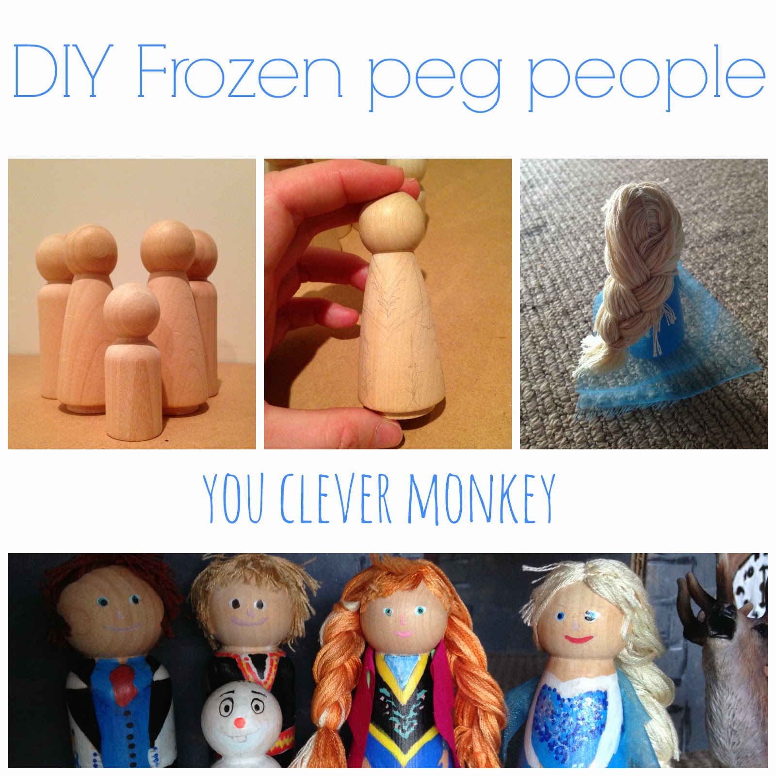 DIY Frozen Peg People - how to make your own Frozen characters for play from simple wooden peg dolls. Step by step instructions to help you create your own | you clever monkey