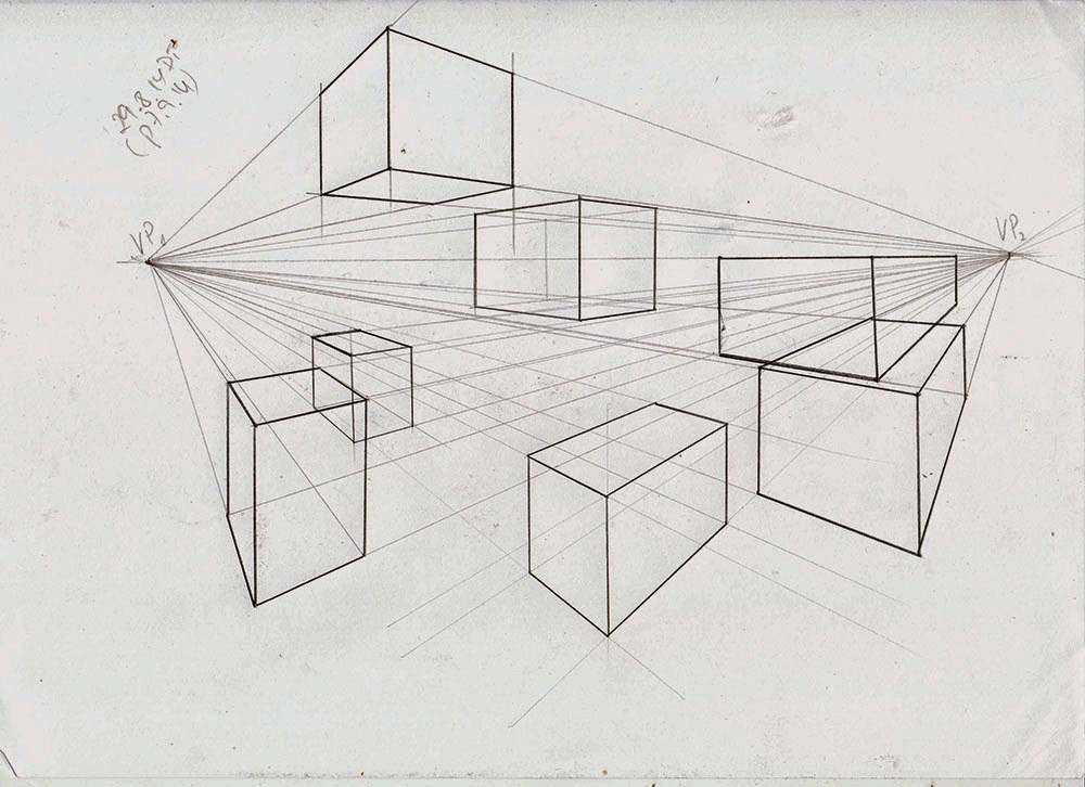 Weekly : Doodles and tuts: Cube in 2 point perspective