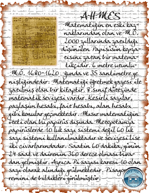 ÜNLÜ MATEMATİKÇİLER: WHO IS LIFE famous mathematician AHMES