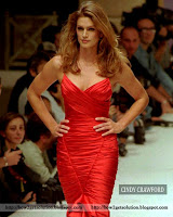 hot pics cindy crawford, ramp walk cindy crawford in red outfit