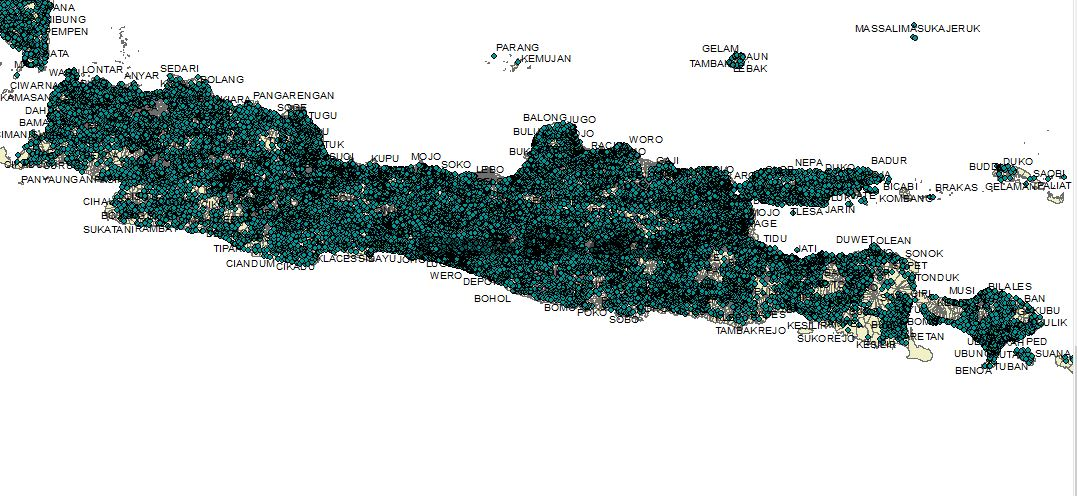 SHP Shapefile Sebaran Titik Desa Seluruh Indonesia Sumber Wilkerstat BPS