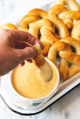 Tailgate Time! 20+ Favorite Recipes - Homemade Soft Pretzels with Mustard Cheese Dip