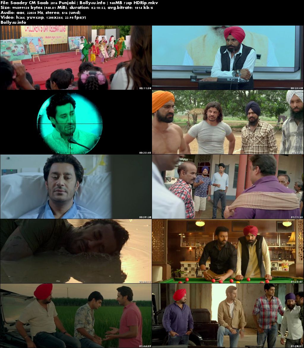 Screen Shoots of Watch Online Saadey CM Saab 2016 HDRip 350MB Punjabi Movie 480p Free Download Bolly4u.info