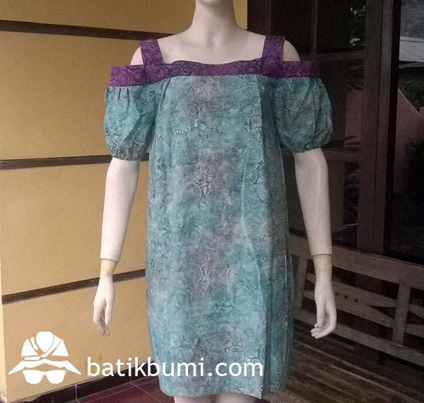 Dress Batik Cap Smoke motif Rhoda Toska