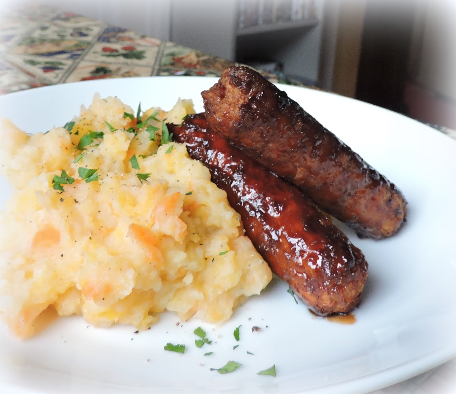 Honey & Soy Glazed Sausage with Root Vegetable Mash The English Kitchen