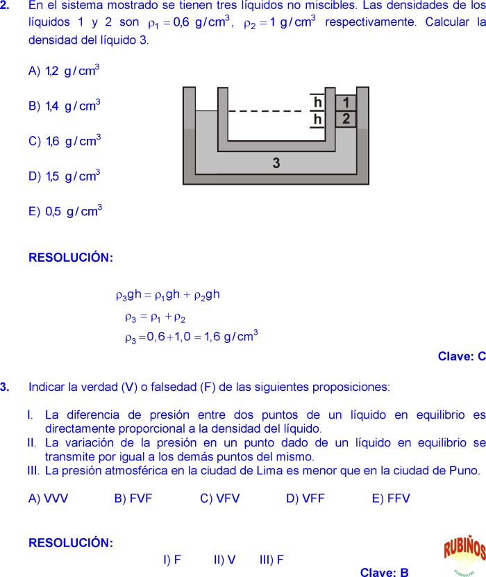 Problemas resueltos presión hidrostatica Problemas resueltos presión hidrostatica