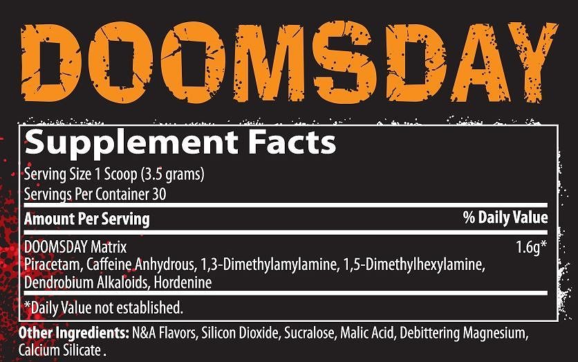 Донат doomsday. Спортивное питание Supplement facts. Предтреник Думсдей состав.