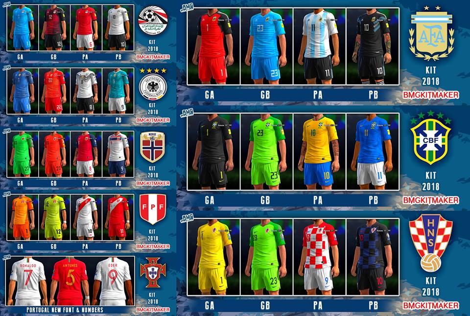Pes 2013 National Teams Kitpack World Cup 2018 By Bmg Kitmaker Pesnewupdate Com Free Download Latest Pro Evolution Soccer Patch Updates