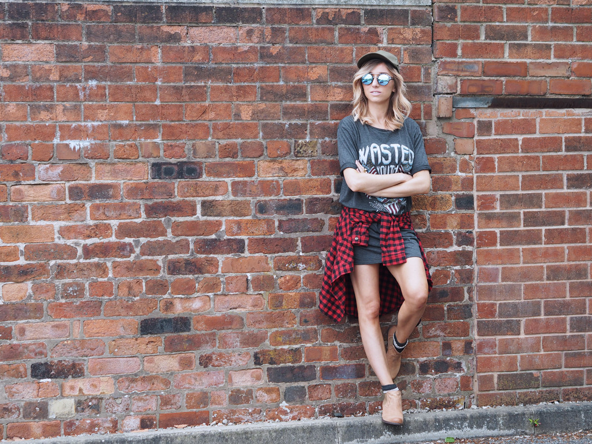 Wasted Youth Missguided Tshirt and Clarks Ankle Boots