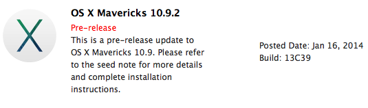 Download OS X 10.9.2 Beta 2 Build 13C39