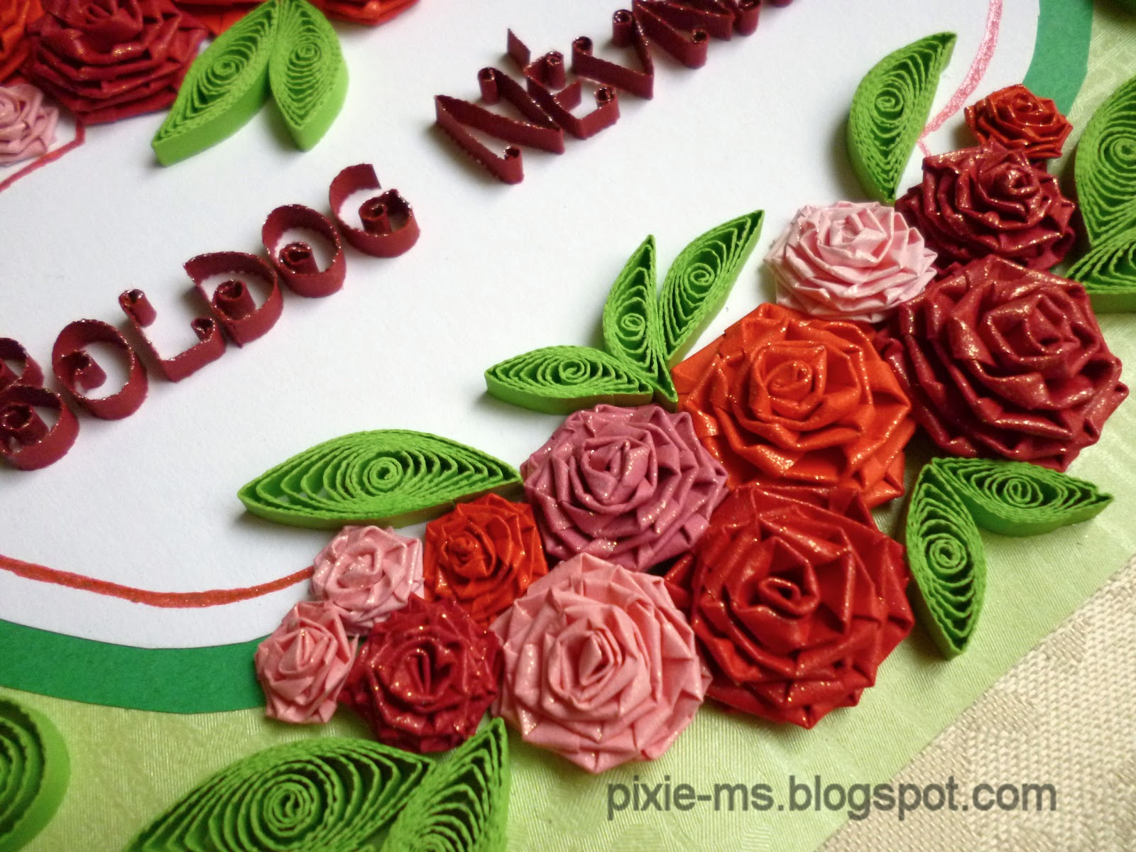 Papírvilág quilled rose card / quilling rózsás üdvözlet