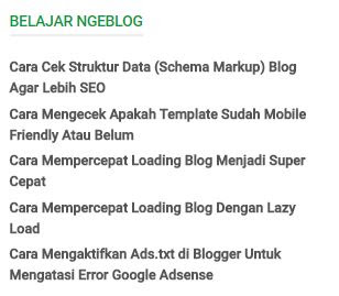 Cara Membuat Widget Recent Post Berdasarkan Label di Blogger