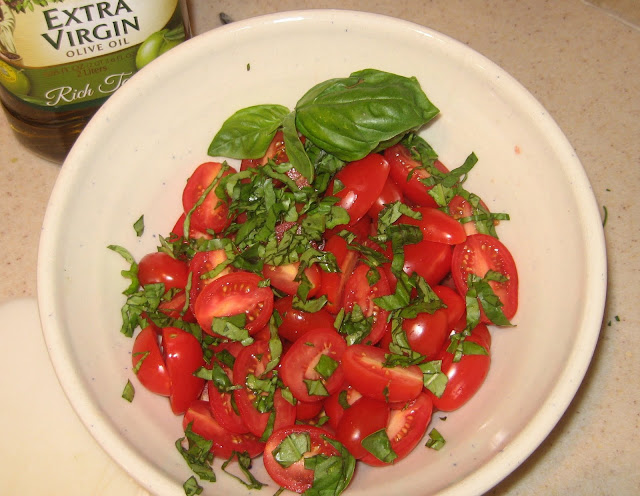 Tomatoes and Fresh Basil for Grape Tomato & Caper Salad