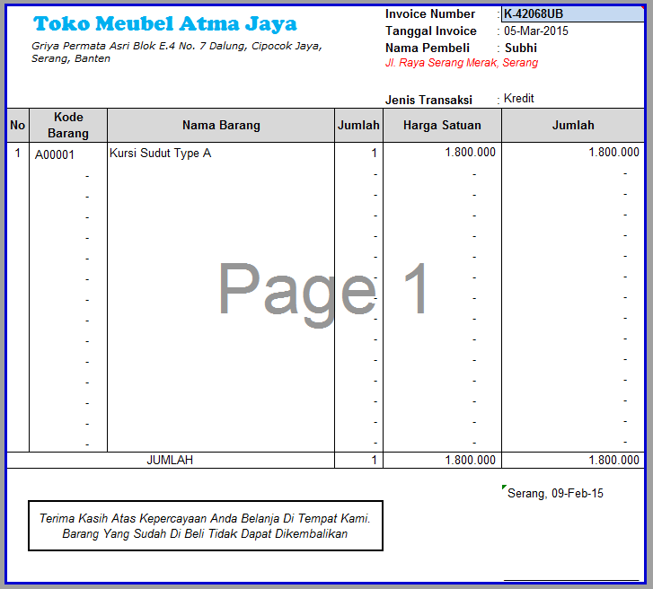Aplikasi Pencatatan Usaha Versi 2015.CK1 ASSUKA
