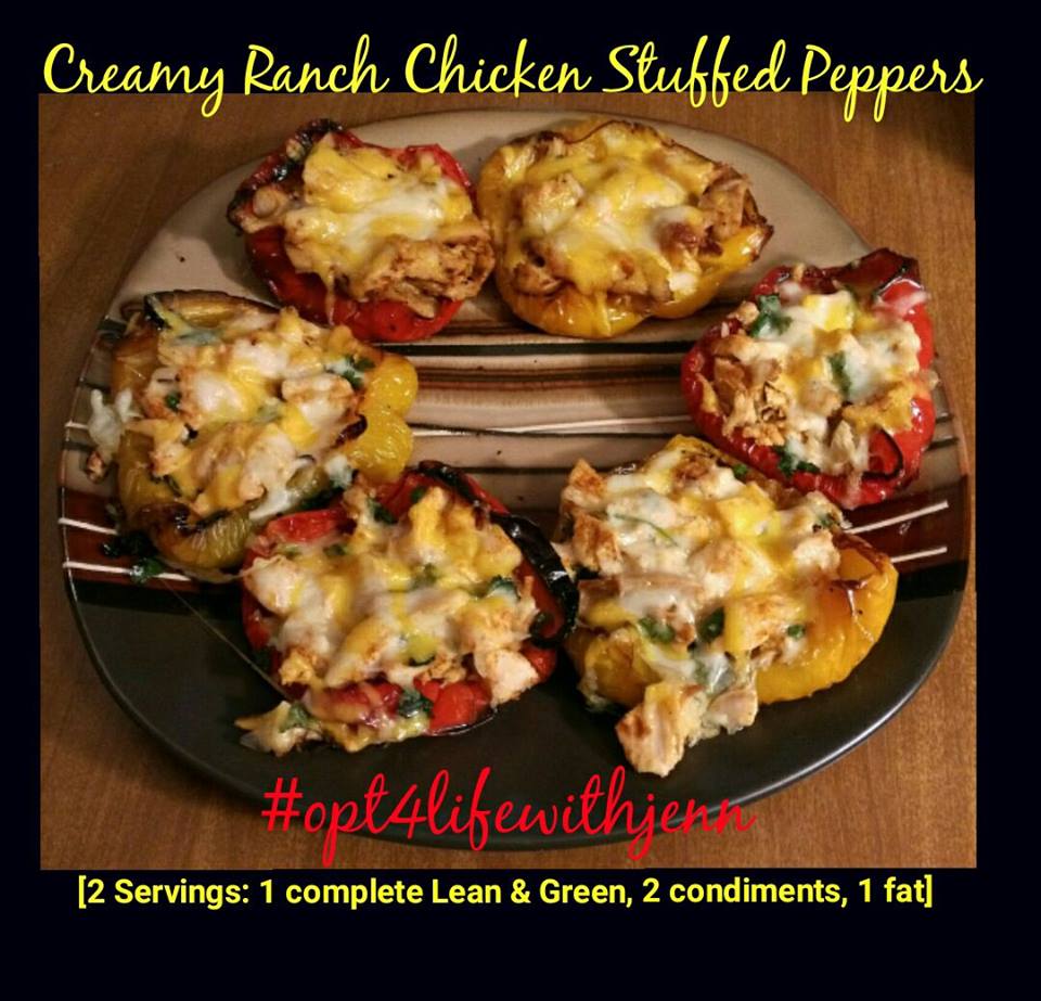 Be Creatively Healthy Creamy Ranch Chicken Stuffed Bell Peppers