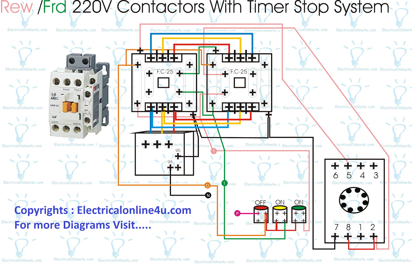 Forward Reverse Starter With Timer 3 Phase Motor Wiring Diagram  Contactor Wiring Diagram With Timer Pdf    Electricalonline4u